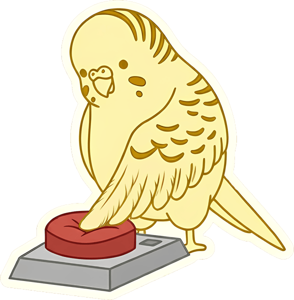 A Panicbudgie member pressing the panic button