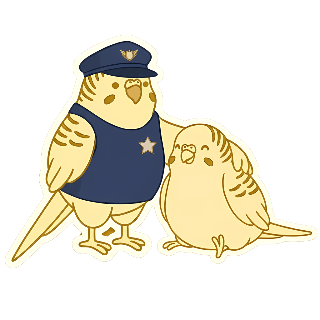 A Panicbudgie security responder beside a member, watching out for them